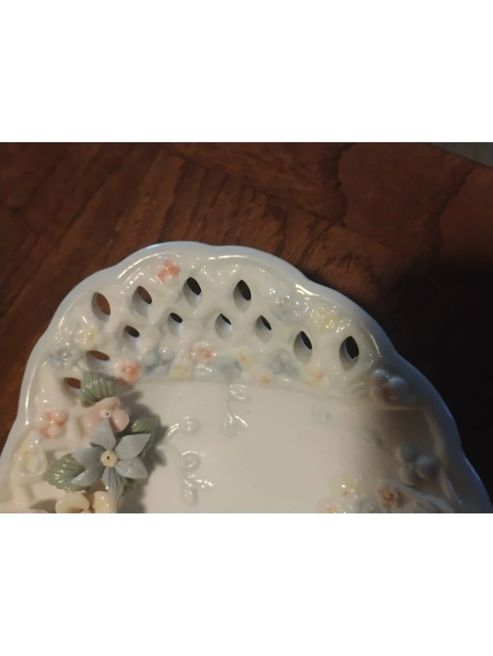 Heart-Shaped Porcelain Decorative Dish with Floral Accents